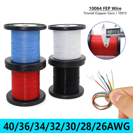 10-100M FEP Insulated 10064 PTFE Wire 40/36/34/32/30/28/26AWG Ultra Fine Micro Litz Wires Solder High Conductivity Copper Cable