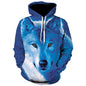 2023 Men's Oversized Hoodie 3D Wolf Animals Pattern Ferocious Warrior Fashion Sweatshirt Loose Street Funny Tracksuits Fitness