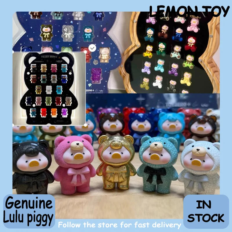 Genuine Lulu The Piggy Teddy Mini Ore Collection Series Cute Beans Figure Home Desktop Decor For Anime Toy Collectors