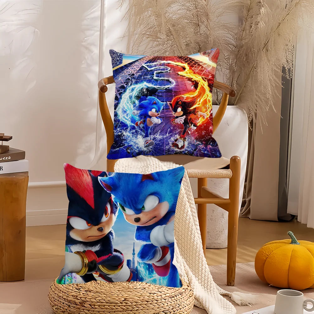 Movie S-Sonic the T-Hedgehog 3 Pillow Case Home Decoration Cushion Cover Suitable For Bedroom Car Office Sofa