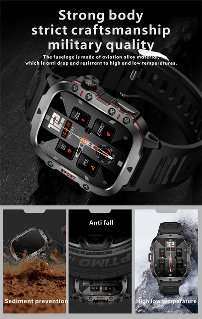 LIGE New Military Smart Watch Men Outdoor Sports 3ATM Waterproof  Blood Oxygen Bluetooth Call Watches Men Smartwatch For Android