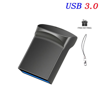 Super Mini USB 3.0 Flash Drive 64GB Creative Business Gift Pen Drive 32GB Black Memory Stick Free Key Chain Pendrive Silver U