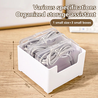 1Set Cable Storage Box Multifunctional Desk Organizer Bag Wire Charging Management Box Jewelry Storage Container For Home Office