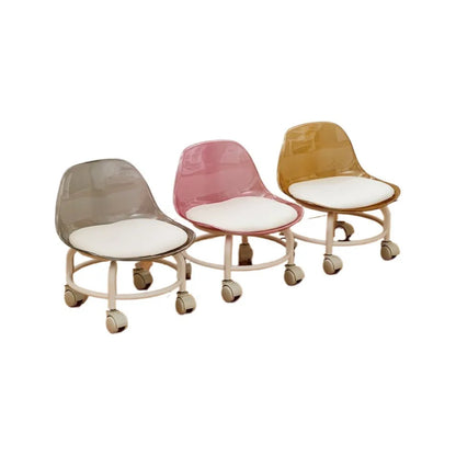 New Transparent Small Stool Universal Wheel Simple Low Chair Multifunctional Noiseless Backrest Seat Household
