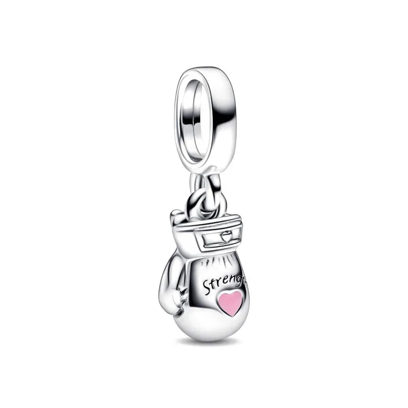 2025 Hot selling 925 Silver Pink Bird Moon Pendant Suitable for European Bracelets DIY Accessories Women's Charm Jewelry Gifts