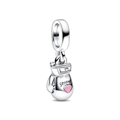 2025 Hot selling 925 Silver Pink Bird Moon Pendant Suitable for European Bracelets DIY Accessories Women's Charm Jewelry Gifts