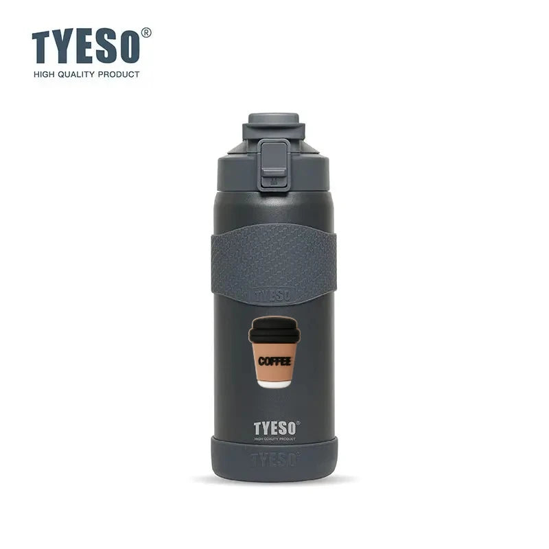 TYESO 750ML Double Wall Insulated Water Bottle Hot Water 304 Stainless Steel Flask for Fitness Outdoor Hiking Coffee Sticker