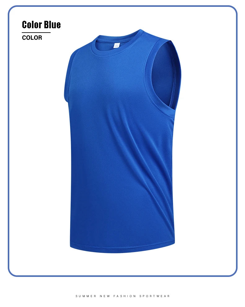 Men's New Large Size Breathable Ice Silk Quick Dry Sleeveless Vest Round Neck Casual Running Fitness M-8xl Summer Sports T-Shirt