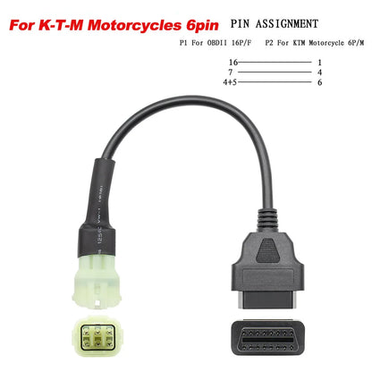 ELM327 V1.5 for Yamaha for Honda EFI Motorcycle Diagnostic Tool 3+4pin & 6pin to 16PIN OBD2 Cable Scanner Fault DiagnosisTool