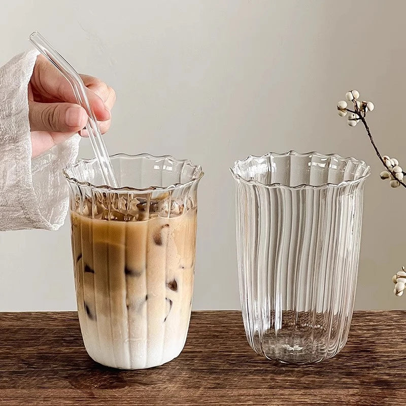 1/6pcs Japanese Glass Cup Milk Coffee Glass Mug Transparent Mug Beer Ins Water Drinking Cup Kitchen Accessory Water Glass Cups