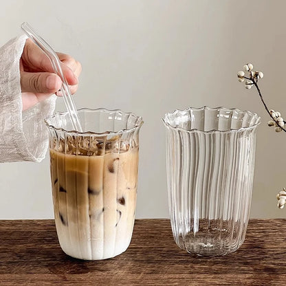 1/6pcs Japanese Glass Cup Milk Coffee Glass Mug Transparent Mug Beer Ins Water Drinking Cup Kitchen Accessory Water Glass Cups