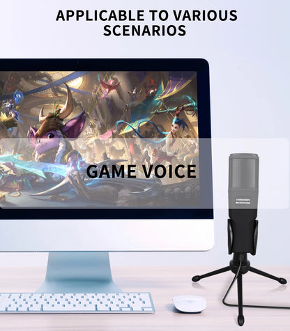 USB Computer Microphone, Condenser PC Mic for Podcasting, Streaming, Vocal Recording, Compatible with PC & Laptop, PS4/5
