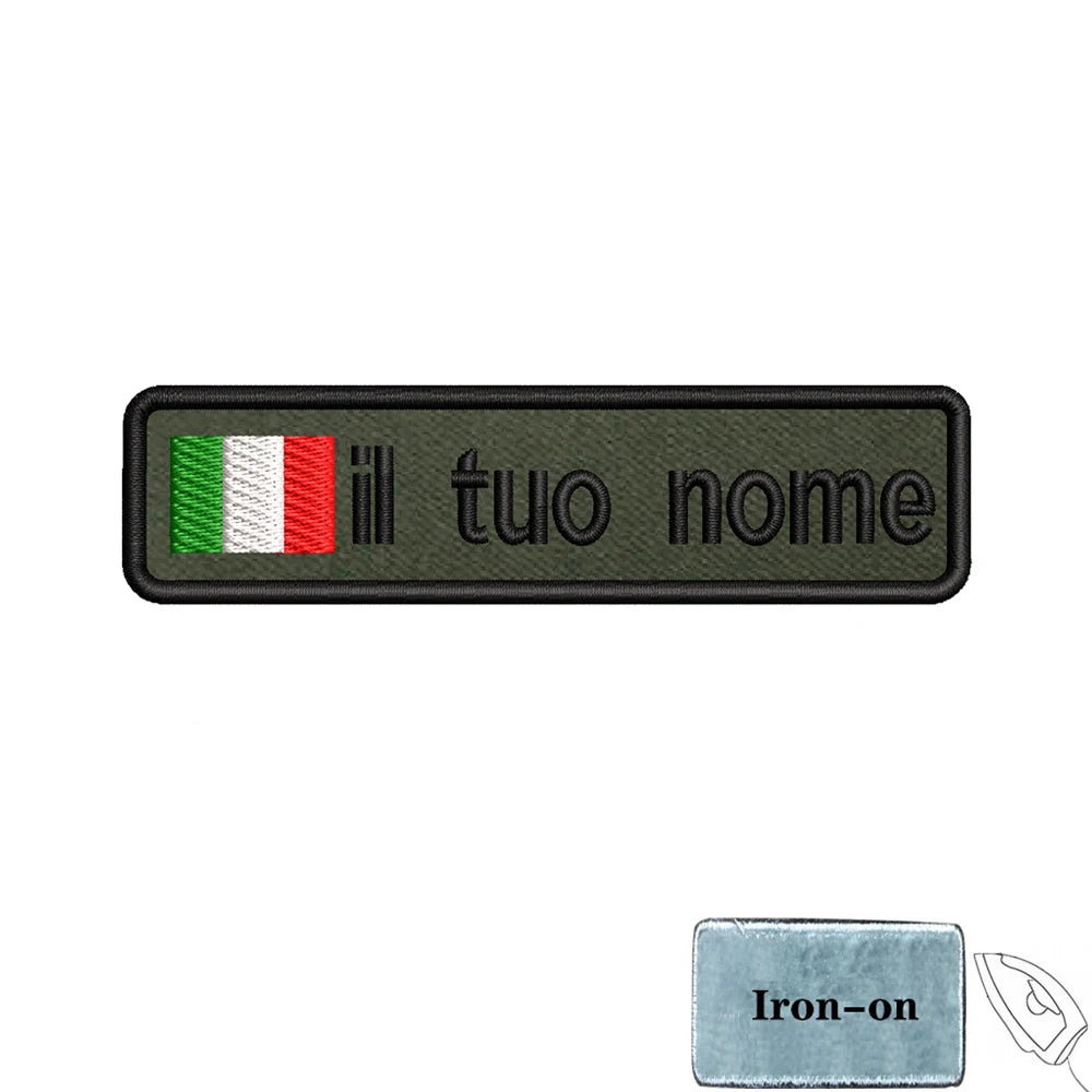 1PC 10cmX2.5cm Custom Name Flag Patch Badge Iron On Hook Loop Army green Netherlands Germany Russia France Belgium Italy Spain