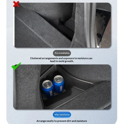 For 2025 2026 Tesla Model 3 Highland Trunk Storage Bins Rear Trunk Organizer Trunk Side Box With Carpeted TPE Lids Accessories
