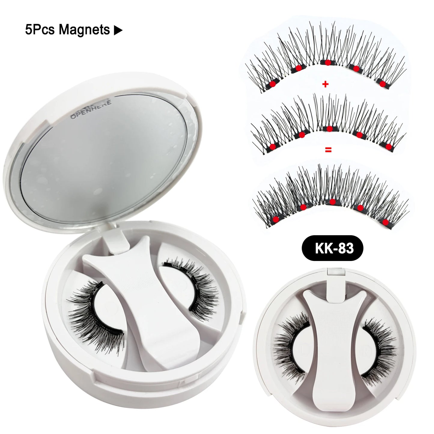 5 Magnets Glue Free Magnetic Lashes 3D Fluffy Faux Mink False Eyelashes With Mirror Case & Applicator