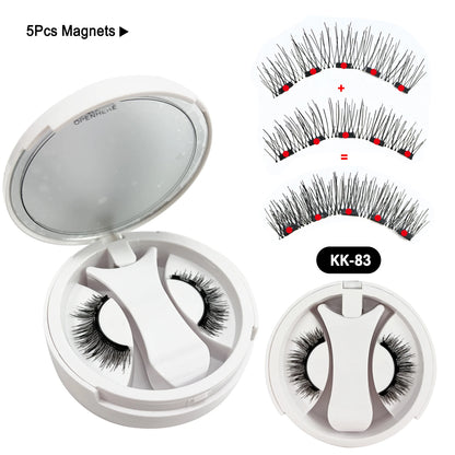 5 Magnets Glue Free Magnetic Lashes 3D Fluffy Faux Mink False Eyelashes With Mirror Case & Applicator