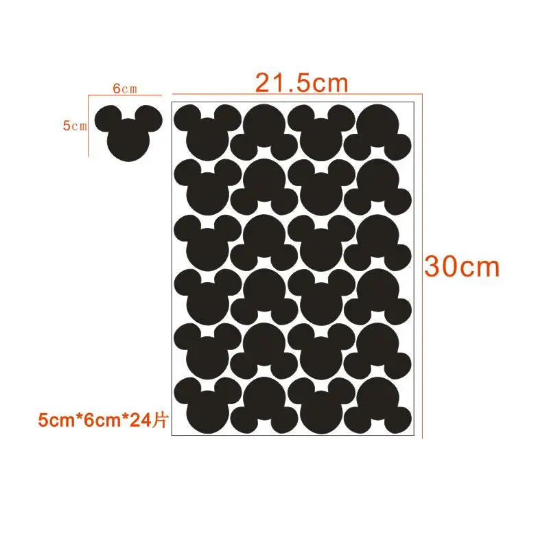 24pcs/set Cartoon Mouse Head Wall Stickers For Kids Baby Rooms Poster Kitchen Label Peel & Stick Removable Art Wall Decals