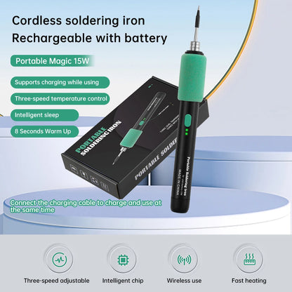 Wireless mini soldering iron with three-level temperature control Type C interface, suitable for maintenance and soldering