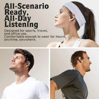 Ohayo Open-Ear Earphones Ear Hooks Wireless Bluetooth 5.4 Headphones IPX6 Waterproof Air conduction Sports Earbuds TWS with Mic