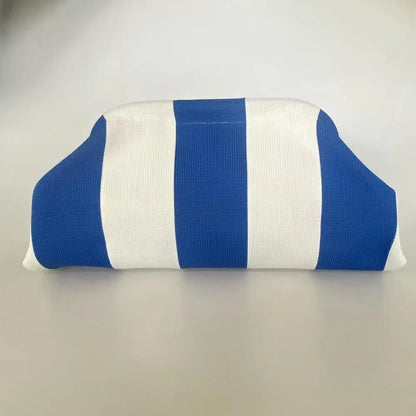 Women's Striped Beach Clutch Bag Versatile Small Woven Crochet Handbags Purses Knitting Dumpling Clutch Casual Bag
