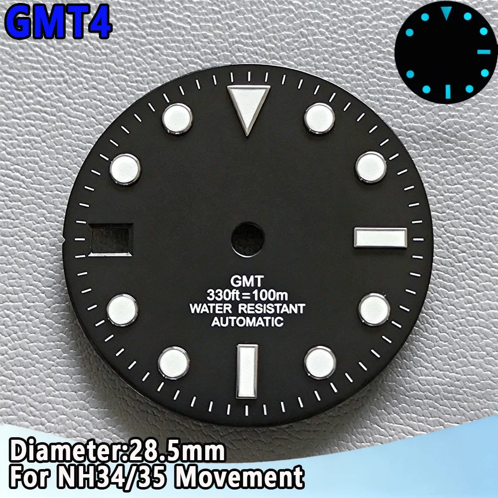 28.5mm NH35 Watch Dial Luminous Dials Single Calendar Dial Suitable For NH35 Movement Can Support DIY Dial Customization Logo