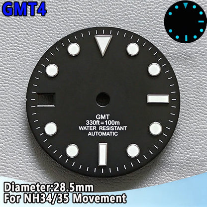 28.5mm NH35 Watch Dial Luminous Dials Single Calendar Dial Suitable For NH35 Movement Can Support DIY Dial Customization Logo