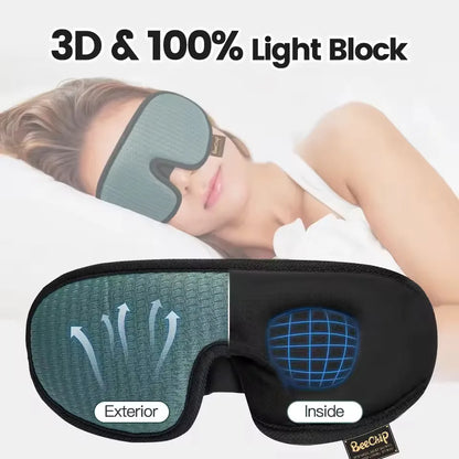 3D Contour Sleep Eye Mask Suitable for Side Sleepers -100% Blackout Soft and Stress Free - Suitable for Travel Napping Yoga