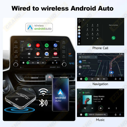 Grandnavi Android 13 3in1 CarPlay Ai Box Wireless Android Auto USB Adapter For Youtube Netflix Tiktok Universal AI Box Plug Play