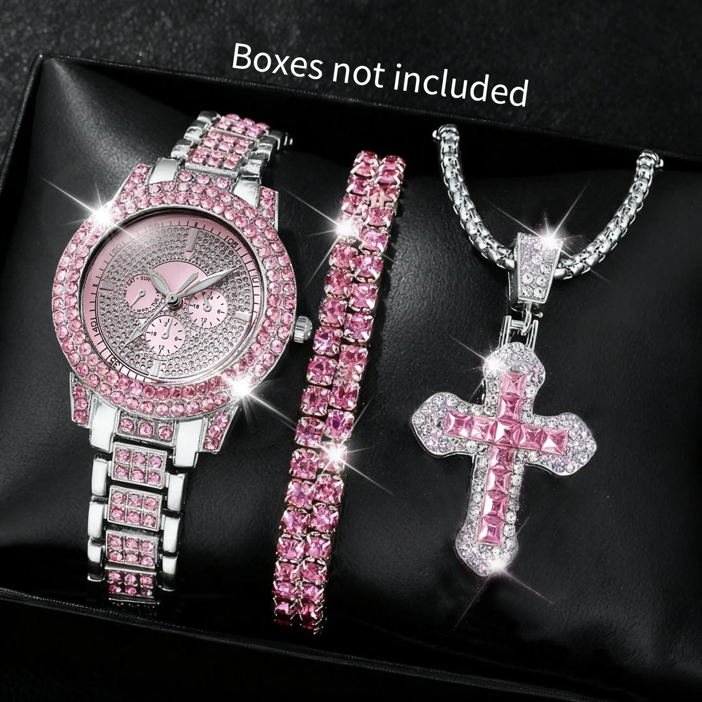 20262026 Spring Fashion Quartz Watch Accessories Set for Men and Women, Simple and Trendy Double Row Bracelet Cross Set