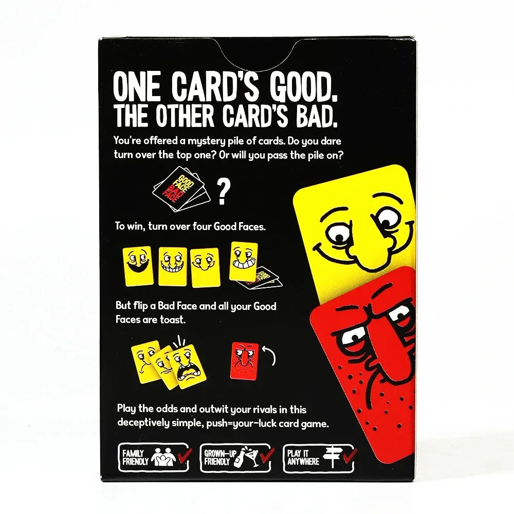 Good Face Bad Face Card Game Hilarious Party Travel Game For Family