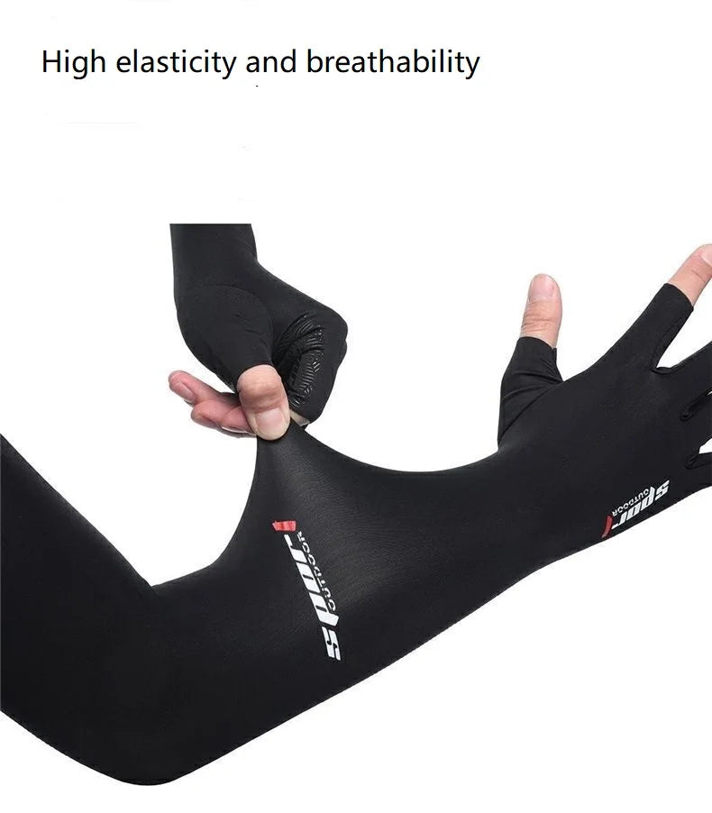 A Pair Outdoor Sports Cycling Summer Sunscreen Ice Feeling Long Gloves