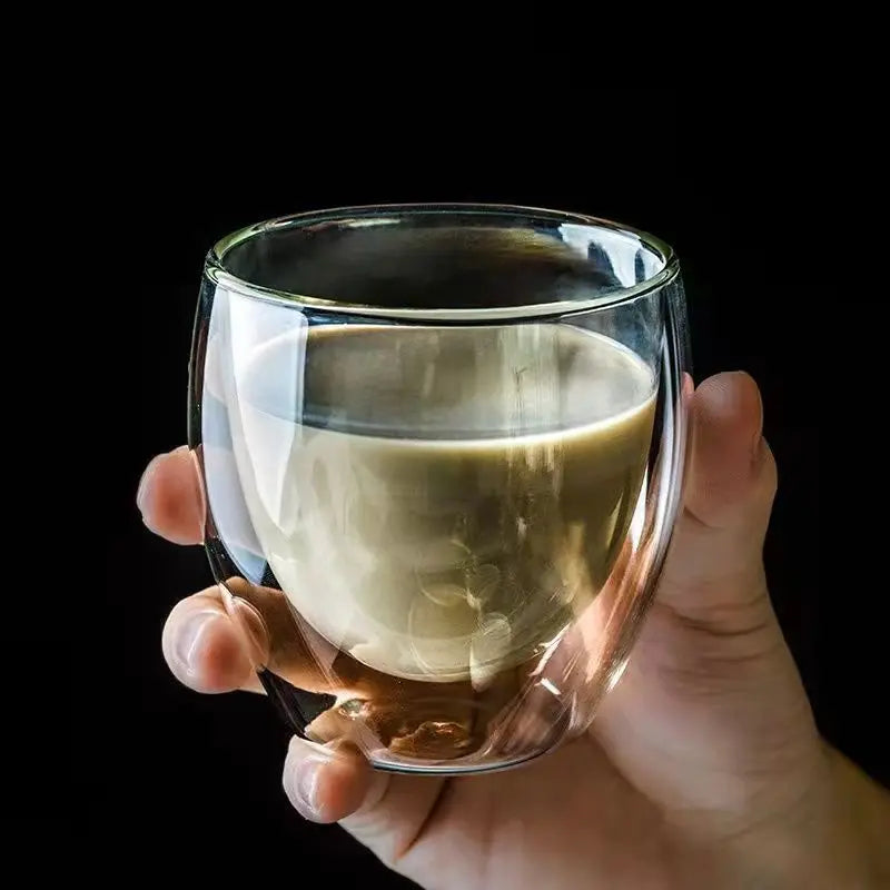 80ML Double Wall Glass Cup 1/12PCS Transparent Handmade Heat Resistant Tea Drink Whisky Wine Set Espresso Coffee Milk Mugs Gift