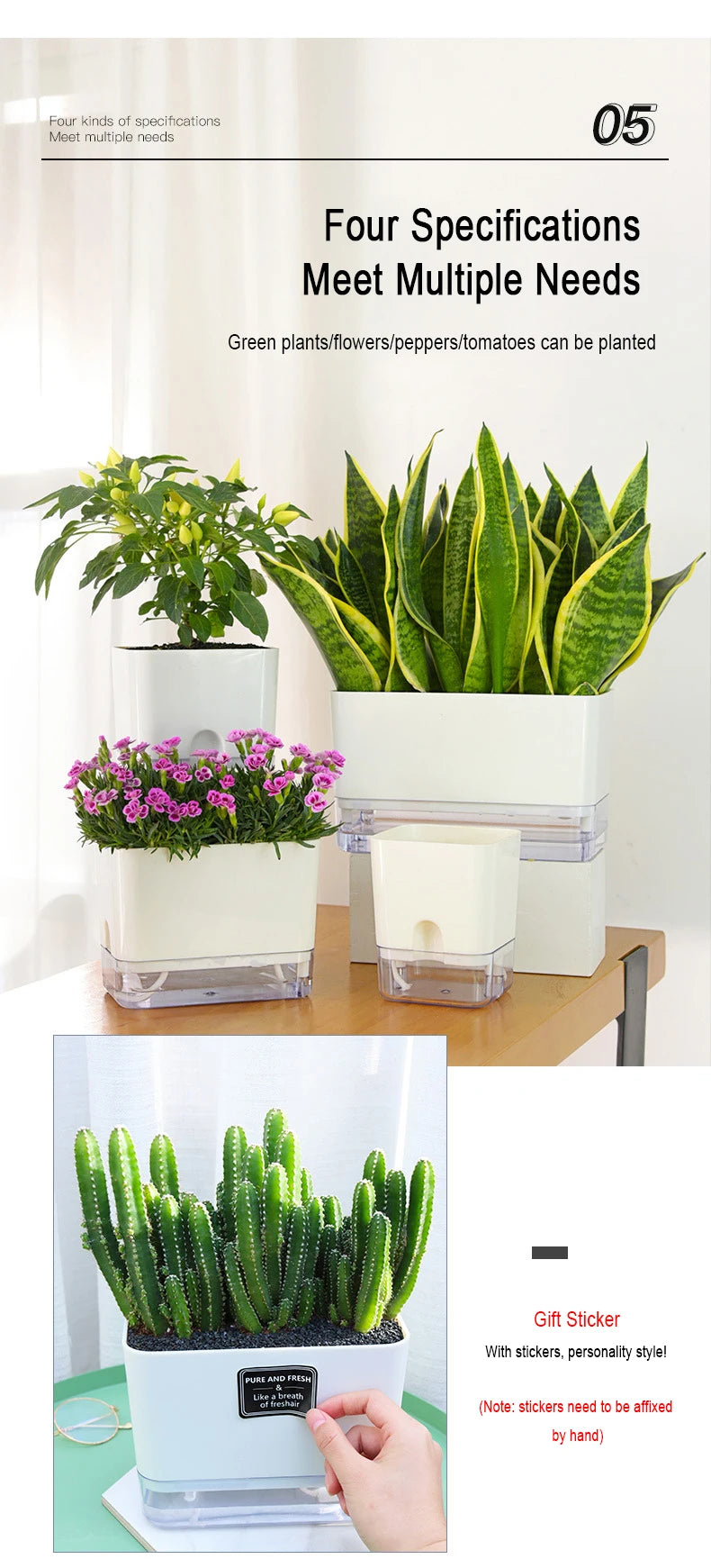 New Self Watering Plant Pot Magnetic Plastic Self-absorbent Cotton Rope Flowerpot For Double-deck Lazy Plant Pot Garden Supplies
