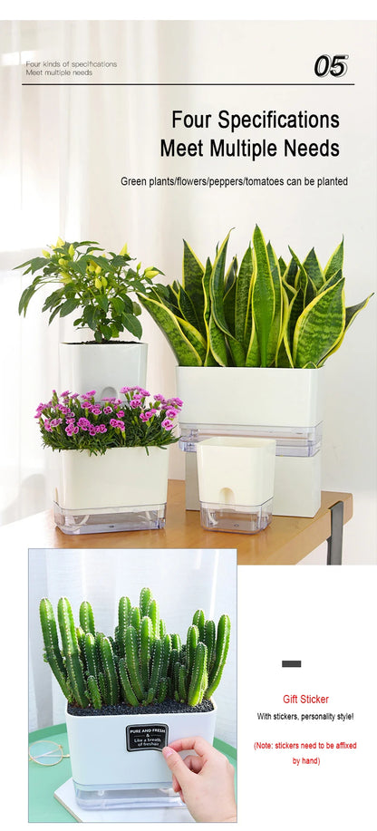 New Self Watering Plant Pot Magnetic Plastic Self-absorbent Cotton Rope Flowerpot For Double-deck Lazy Plant Pot Garden Supplies