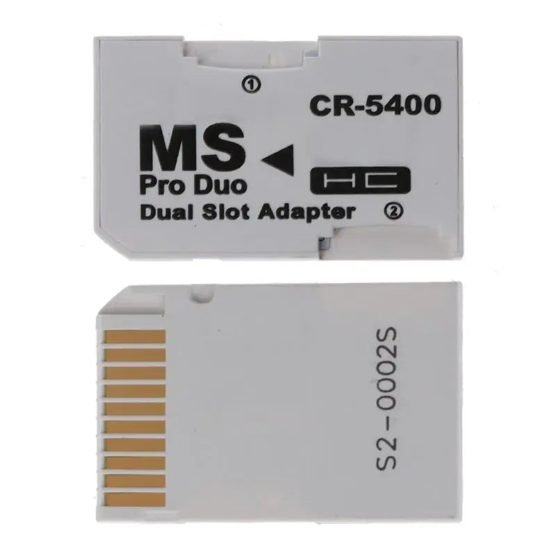 Dual TF to Memory Stick MS Pro for Duo for PSP Card Dual 2 Slot Adapter Converter for PSP, White Drop Shipping