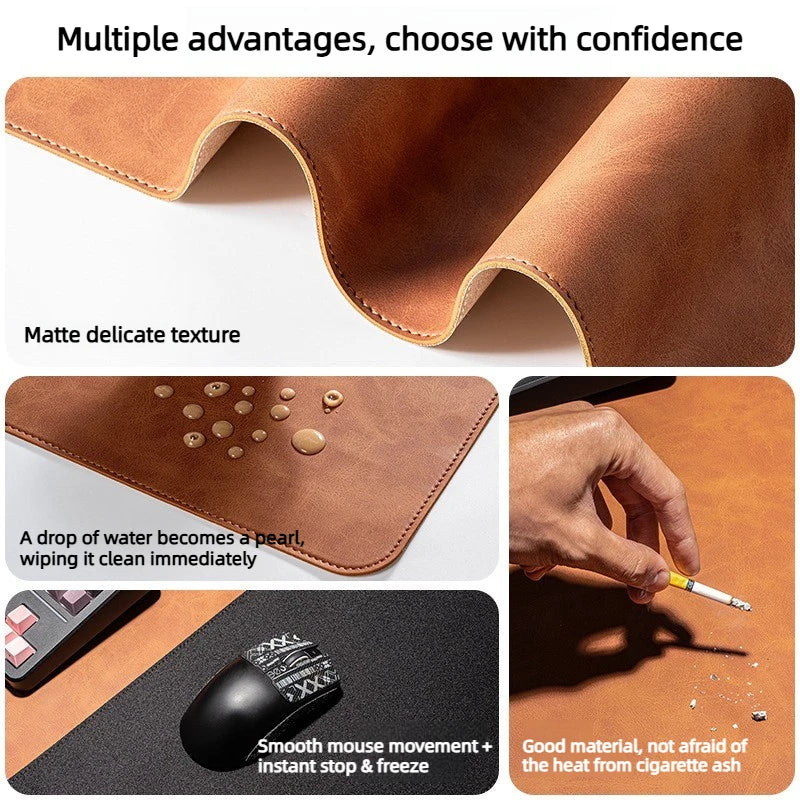 3in1 Large Mouse Pad Double Sided Leather Cork Waterproof Gaming Office Desk Mat Non Slip Computer Desk Pad Accessories Mousepad