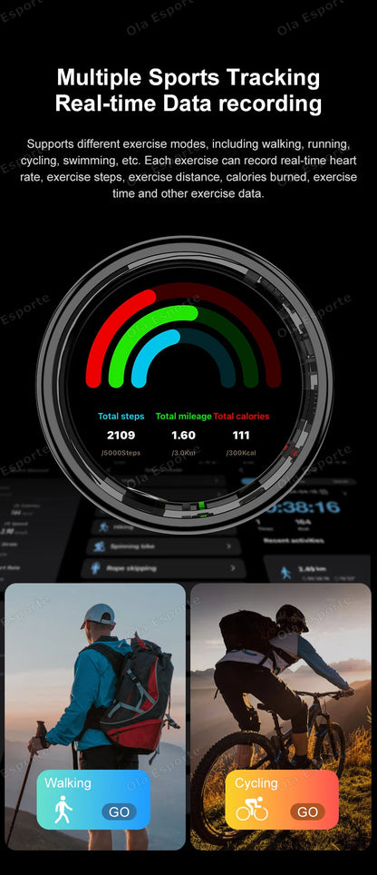 New R11 Smart Ring Men Women LED Display Screen Heart Rate Blood Oxygen Monitoring Waterproof Multi Sports Modes Smartrings 2025