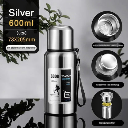 Large Capacity Cold & Hot Thermos Tumbler, Stainless Steel Insulated Water Bottle, Tea Coffee Flask Pot Travel Mug