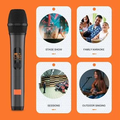 Professional 2 Channel For JBL PartyBox DJ UHF digital Wireless Handheld Microphone System with rechargeable TWO microphone