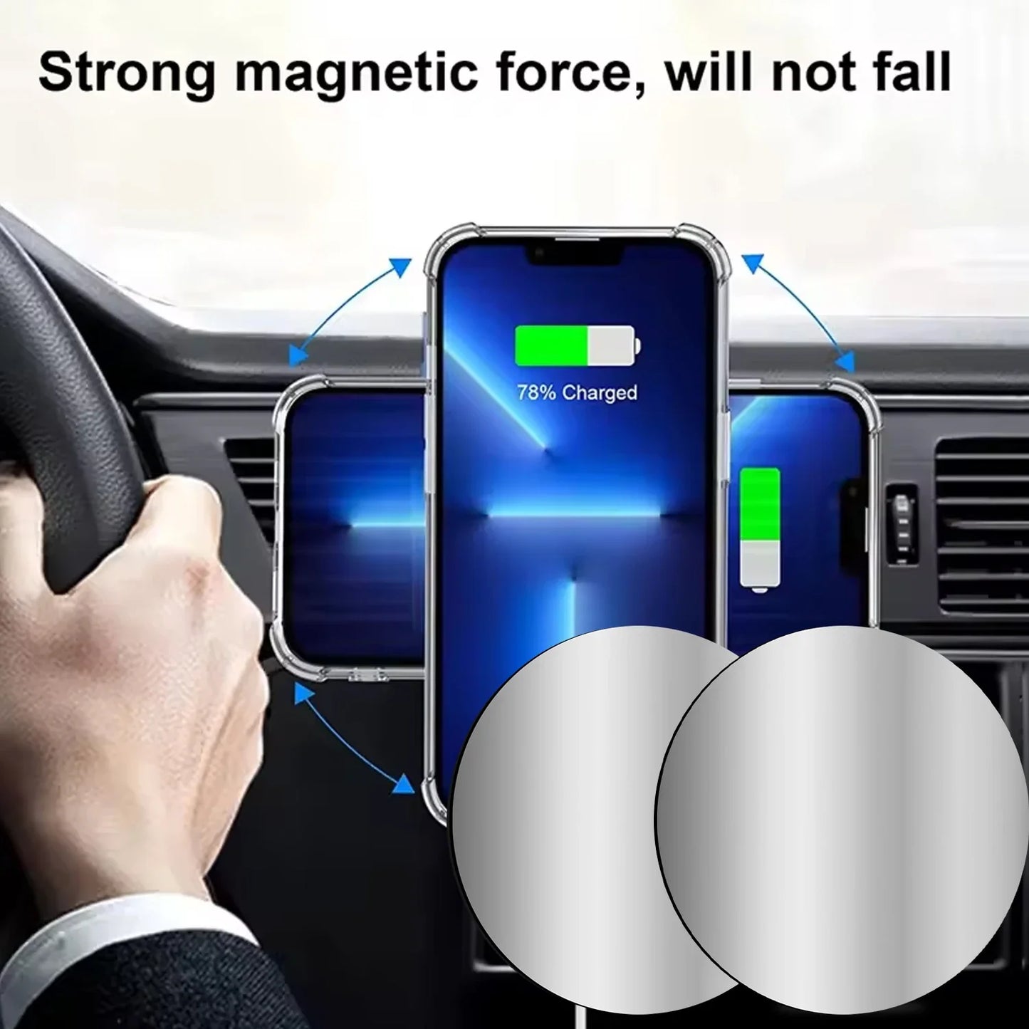 1-5PCS 8CM Magnetic Metal Plate Disk for Mobile Phone Tablet Universal Self Adhesive Iron Disk Patch Sticker for Magnetic Holder