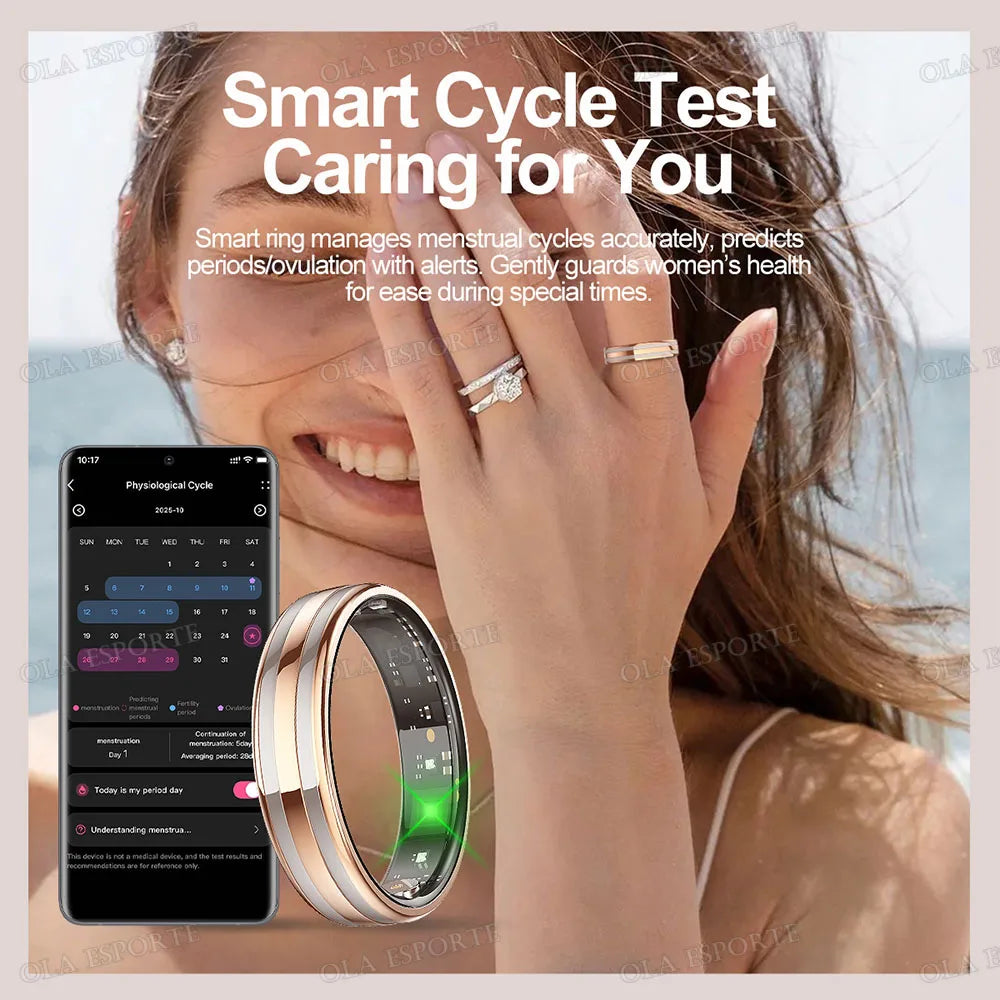 Men Women Smart Ring 5ATM Waterproof Pedometer Multi-function Ring Heart Rate Blood Pressure Monitor Health Smart Ring 2025 New
