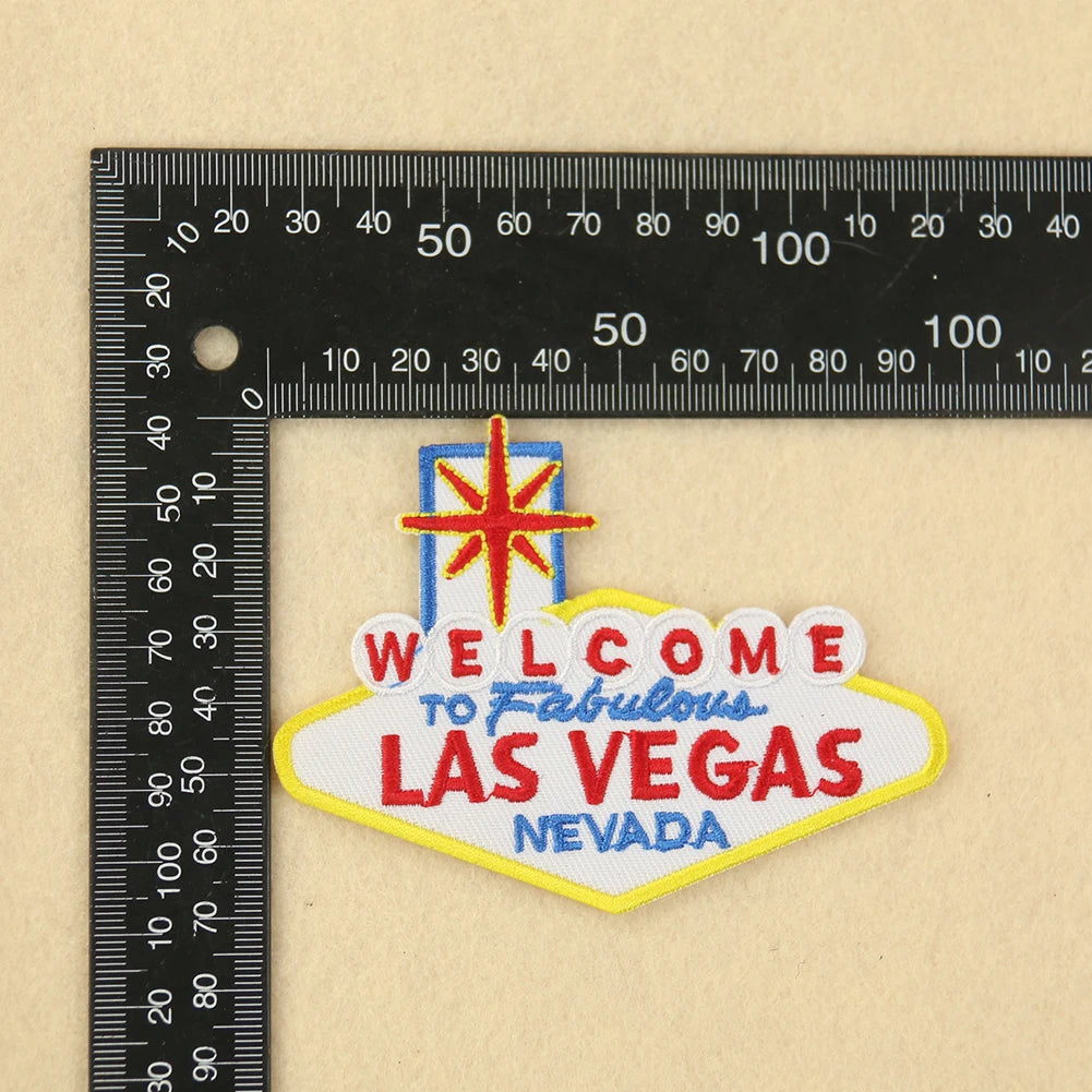2PC Welcome To LAS VEGAS Letters Embroidered Patch Iron on Clothes for Clothing Stickers Applique DIY Sewing Supplies Fabric