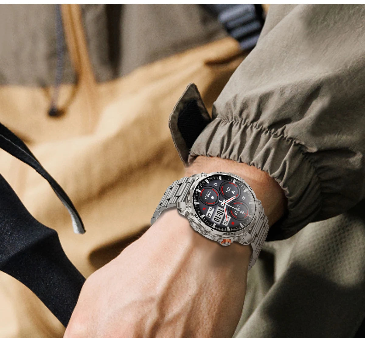 LIGE 2026 Nowy Wojskowy Smartwatch Męski Bateria 1000mAh Wodoodporny 5ATM GPS Rozmowy Bluetooth Wyświetlacz AMOLED Sportowy Smartwatch dla Mężczyzn