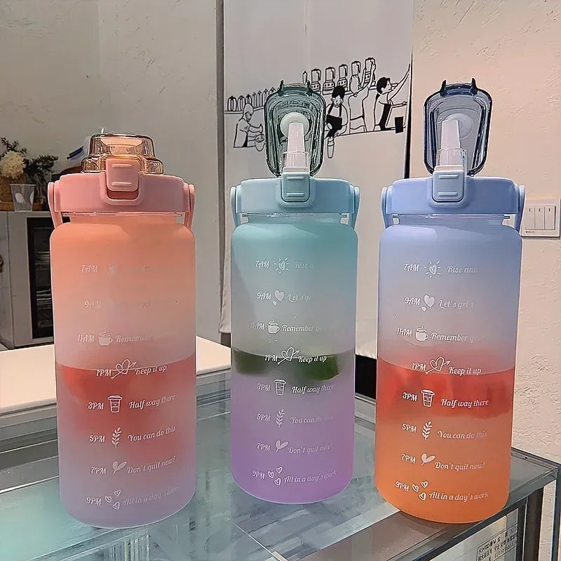 Sports Water Bottle 2 Liters Bottle Drinking Plastic Large Portable Travel Fitness Cup High Value Big Fat Cup Adult Universal
