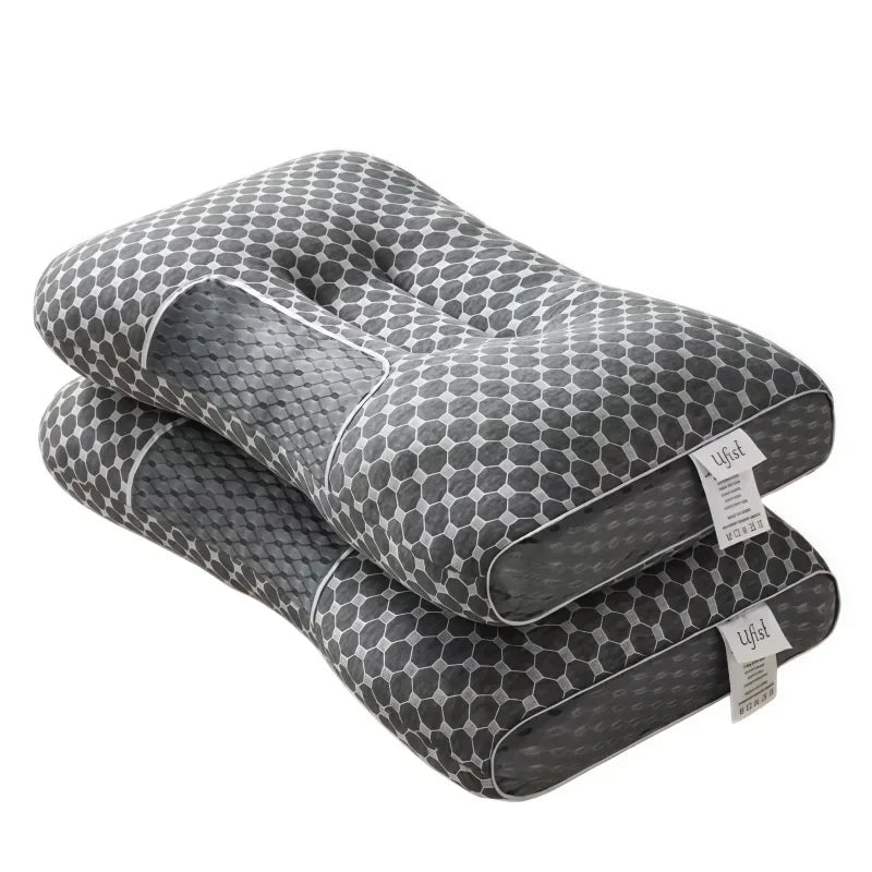 2PCS Soybean Fiber Neck Pillow Grey Cervical Support Orthopedic Massage Pillow Comfort Sleep Pillow Home Rest Decor