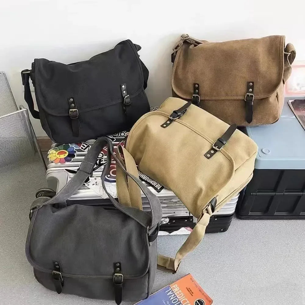 Canvas Large Capacity Mens Casual Handbags Vintage Shoulder Messenger Bag Leisure Student Satchel Package Bolsos Crossbody Bags