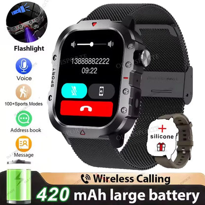 2026 New SmartWatch Men Militray Outdoor GPS Sport Watches Heart Rate Sleep Waterproof Smart Watch IOS Android