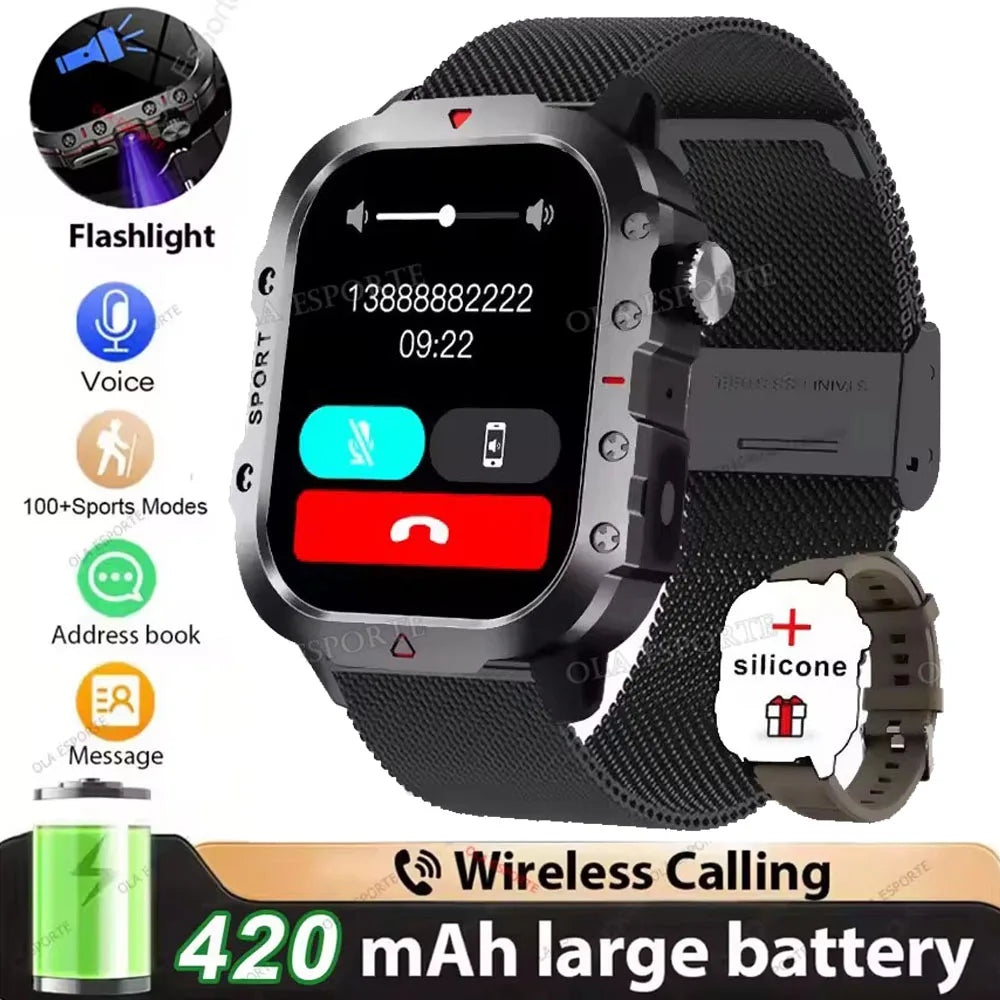 2026 New SmartWatch Men Militray Outdoor GPS Sport Watches Heart Rate Sleep Waterproof Smart Watch IOS Android
