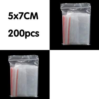 100/200/300pcs Small Zip Lock Plastic Bag Reclosable Transparent Bag Shoe Bag Vacuum Bag Poly Clear Bags Thickness 0.05mm