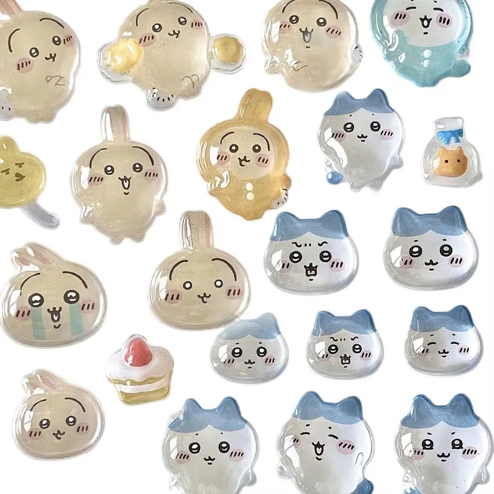 3D Cute 1/4pcs Crystal Stickers Chiikawa Usagi Phone Case Decoration Nail DIY Decorative Stickers for Notebook Laptop waterproof